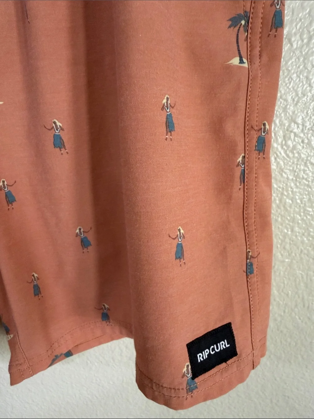 Rip Curl Men's Rust Orange Palm Print Swim Trunks